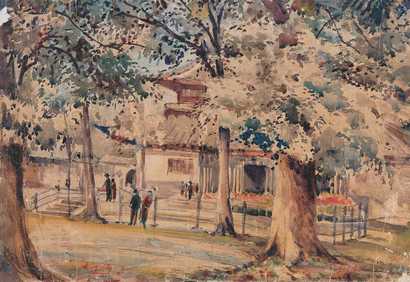 佚名 1926年 树后庙宇